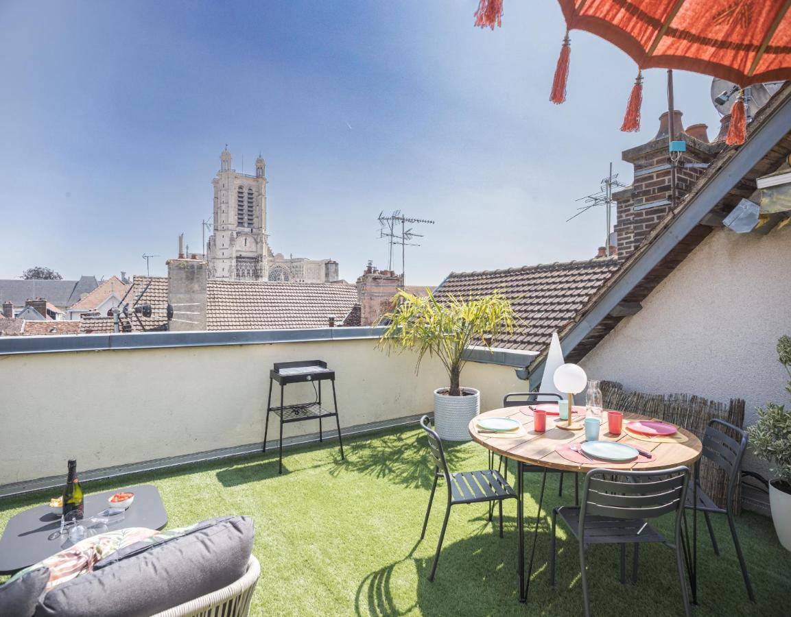 Le Rooftop - Vue Cathedrale - Climatisation Troyes Exterior foto